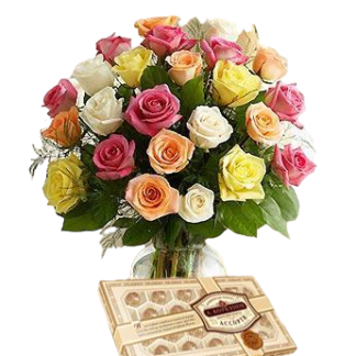 25 colorful roses with chokolates | Flower Delivery Murmansk