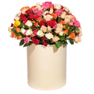 Mixed roses in a hatbox | Flower Delivery Murmansk