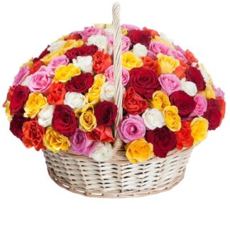 51 colorful roses in the basket | Flower Delivery Murmansk